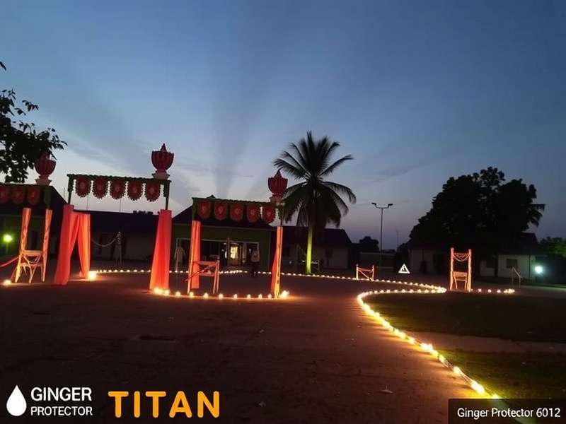 Ginger Protector Titan Diwali Event Ginger Protector Titan Diwali event showing decorated village with diyas